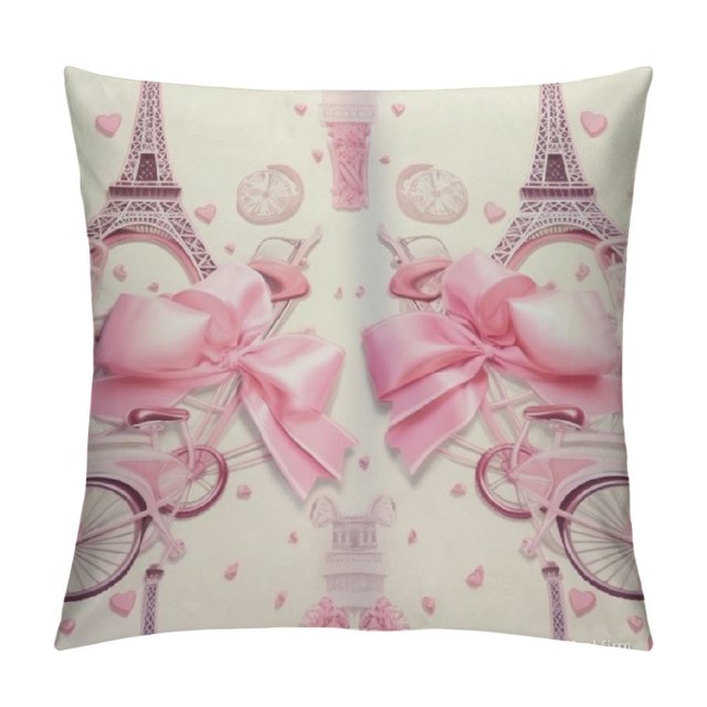 BCIIG Ribbon Bicycle Graphic Decorative Cushion Throw Pillow Cover for