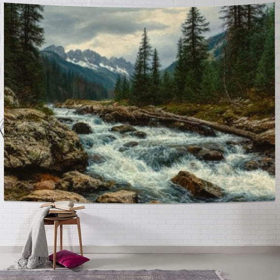 BCIIG River Forest Rocks Tapestry Wall Hanging Unique Style for Home Wall Decor Art Living Room Bedroom Dorm Decoration 50x40inch