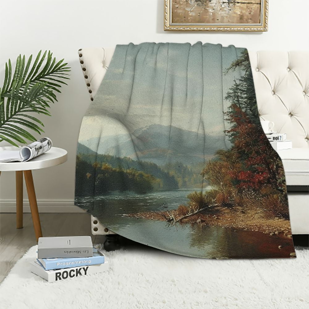 BCIIG River Mountain Trees Warm Lightweight Blanket Soft Fleece