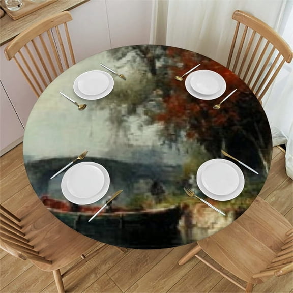 BCIIG Riverboat Bridge Round Tablecloth is stain-resistant and washable, suitable for indoor and outdoor restaurants, wedding parties, outdoor picnics, indoor kitchens, dining rooms, party families
