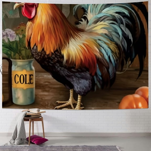 BCIIG Rooster Sunflower Table Tapestry Wall Hanging Unique Style Graphic Tapestries Home Wall Decor Art for Living Room Bedroom Apartment Farmhouse Dorm 60x50inch