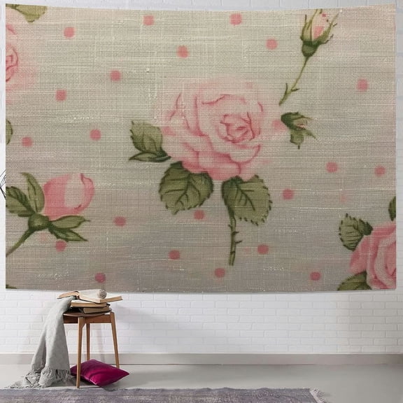 BCIIG Roses Polka Dot Tapestry Wall Hanging Unique Style Graphic Tapestries Home Wall Decor Art for Living Room Bedroom Apartment Farmhouse Dorm Decorations 50x40inch