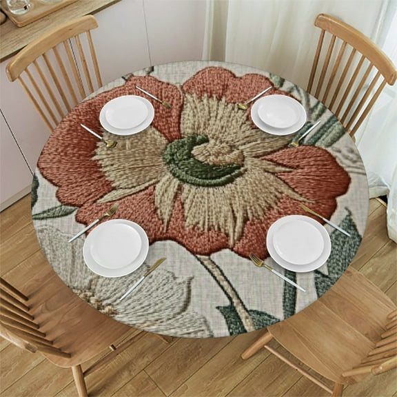 BCIIG Round Tablecloth Stain-Resistant Washable 100% Polyester 60 Inch 31"-35