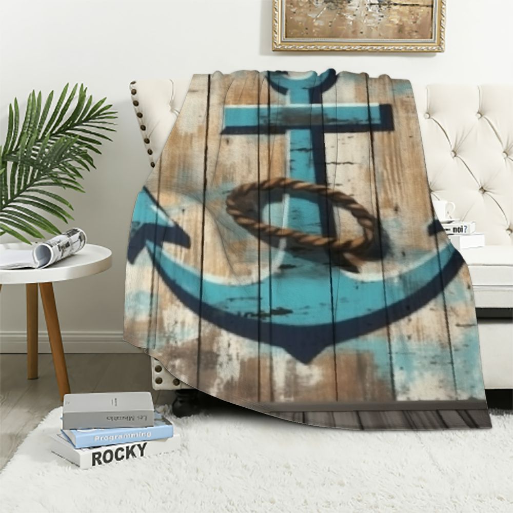 BCIIG Rustic Nautical Anchor Blanket Gifts for Adults Kids Soft Warm