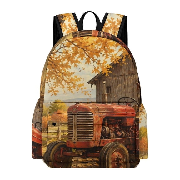 BCIIG Rustic Tractor Autumn Barn Landscape Printed Oxford Backpack, Large Capacity Laptop Backpack, Water Resistant, Travel Daypack for College Work Commuting Adults,