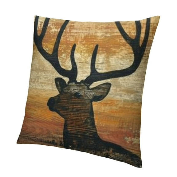 BCIIG Rustic Wildlife Cabin Decor Pillow Covers ,Cabin Decor,Log Cabin Decor,Wildlife Deer Moose Bear Pillow Covers,Camping Pillow,Camping Decor,Woodland Animals Decor 22x22in