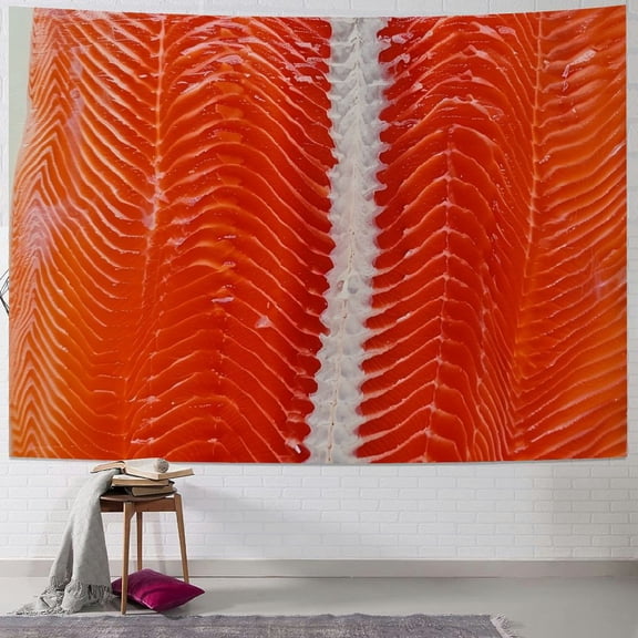 BCIIG Salmon Fish Tapestry Wall Hanging Unique Style Graphic Tapestries Home Wall Decor Art for Living Room Bedroom Apartment Farmhouse Dorm 40x60inch