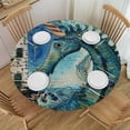 thumbnail image 1 of BCIIG Sea Horse Lighthouse Mosaic Round Table Cover Stain Resistant Washable Indoor Outdoor Tablecloth Kitchen Dining Wedding Parties Outdoor Fitted 100% Polyester Fiber 42-46, 1 of 8