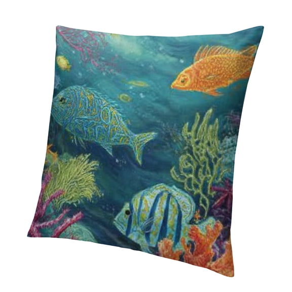 BCIIG Sea Life Fish Corals Square Pillowcase for Home Furnishing 18x18in