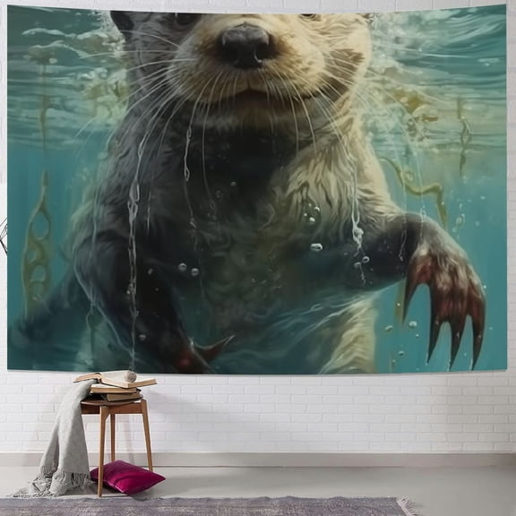 BCIIG Sea Otter Fish Tapestry Wall Hanging Unique Style Graphic Tapestries Home Wall Decor Art for Living Room Bedroom Apartment Farmhouse Dorm 40x30inch
