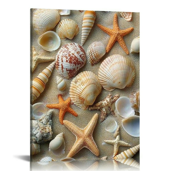BCIIG Sea Shells Starfish Beach Canvas Prints Wall Art Decor 12x16 in