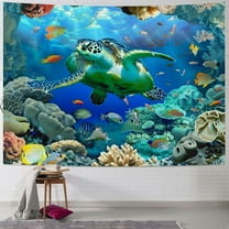 BCIIG Sea Turtle Tapestry Ocean Animal Tapestry Wall Art Decor Undersea World Tropical Fish Wall Hanging Blanket Ocean Tapestries for Bedroom Living Room Dorm Decor