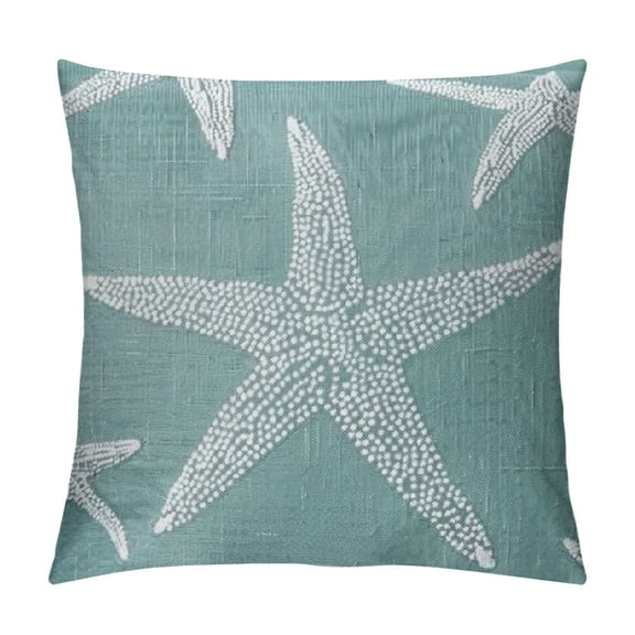 BCIIG Seafoam Blue Starfish Ocean Pillow Covers Summer Nautical Coastal Beach Decorative Pillow Cases Throw Pillows Seasonal Home Decor For Sofa Couch Cushion Outdoor 12x12in
