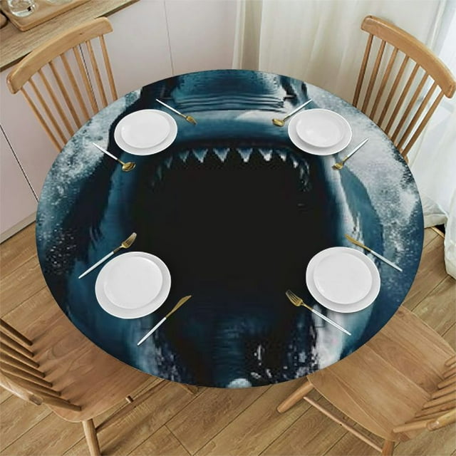 BCIIG Shark Round Table Cover Stain Resistant Washable Indoor Outdoor