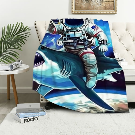 BCIIG Shark Space Warm Lightweight Blanket Soft Fleece Blankets Throw Living Room Sofa Decor Gifts for All Seasons 60x80in