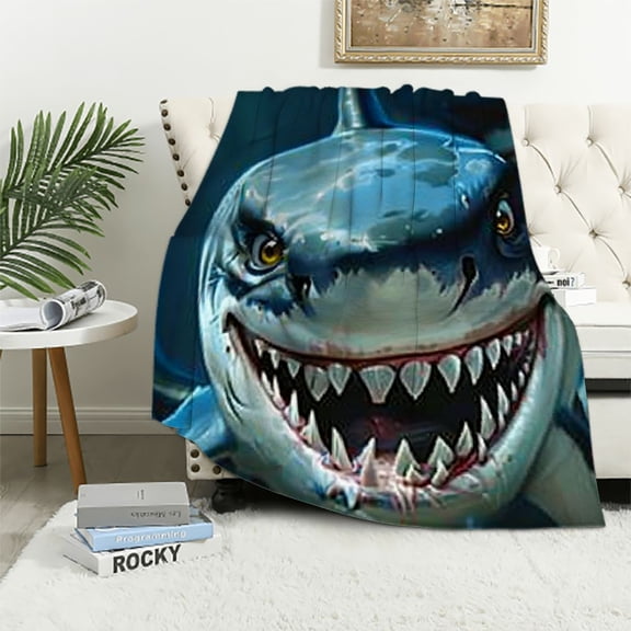 BCIIG Shark Teeth Predator Warm Lightweight Blanket Soft Fleece Throw Blanket for All Seasons 60x80in