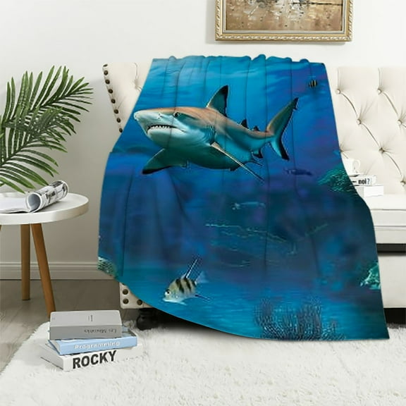 BCIIG Shark Warm Lightweight Blanket Soft Fleece Blankets Throw Blanket for Living Rooms Sofa Decor Gifts All Seasons 40x50in
