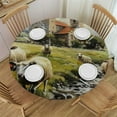 thumbnail image 1 of BCIIG Sheep Church Stream Round Table Cover Stain Resistant Washable Indoor Outdoor Tablecloth Kitchen Dining Wedding Parties Polyester Full Width Single-Sided Printing Outdoor Fitted 38"-42, 1 of 8