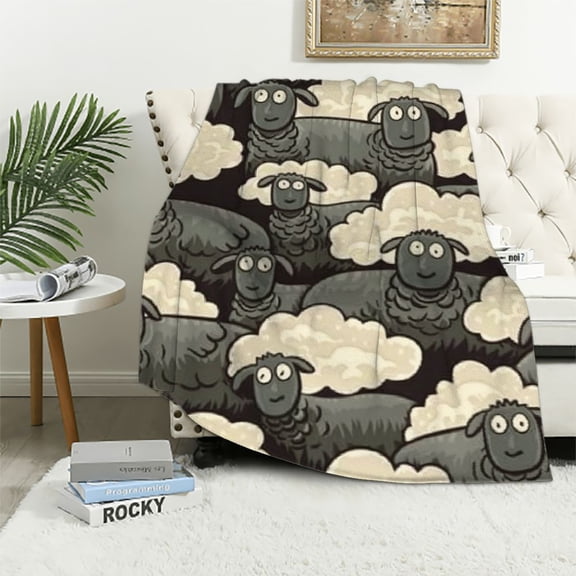 BCIIG Sheep Clouds Pattern Warm Lightweight Blanket Soft Fleece Blankets Throw Blanket for Living Rooms Sofa Decor All Seasons Super Soft Blanket 40x50in