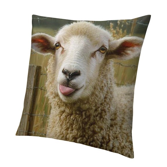 BCIIG Sheep Grass Fence Pillowcase Short Plush Home Furnishing 1PC 18x18in