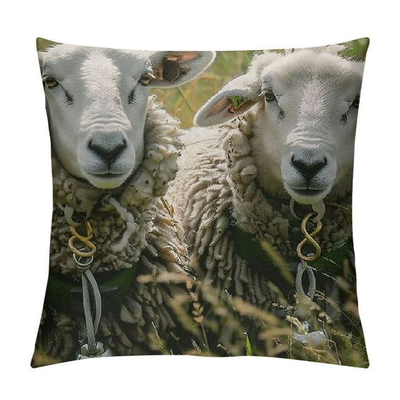 BCIIG Sheep Grass Field Decorative Throw Pillow Cover | Home Cushion for Couch Living Room Bed Sofa | Short Plush Aesthetic Home Furnishing 20x20in