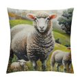 thumbnail image 1 of BCIIG Sheep Hillside Pointillism Graphic Decorative Cushion Cover for Home Couch, Living Room, Bed Sofa - Short Plush Material 18x18in, 1 of 5