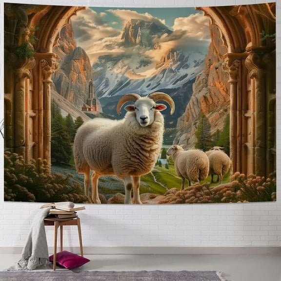 BCIIG Sheep Mountain Cave Tapestry Wall Hanging Unique Style Graphic Tapestries Home Wall Decor Art for Living Room Bedroom Apartment Farmhouse Dorm 40x30inch