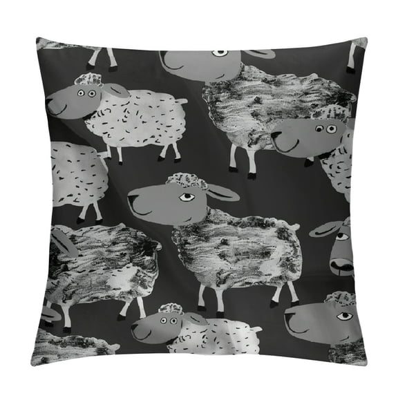 BCIIG Sheep Pattern Graphic Decorative Cushion Cover for Home Couch Living Room Sofa Bed - Short Plush Pillow Case Home Furnishing 22x22in