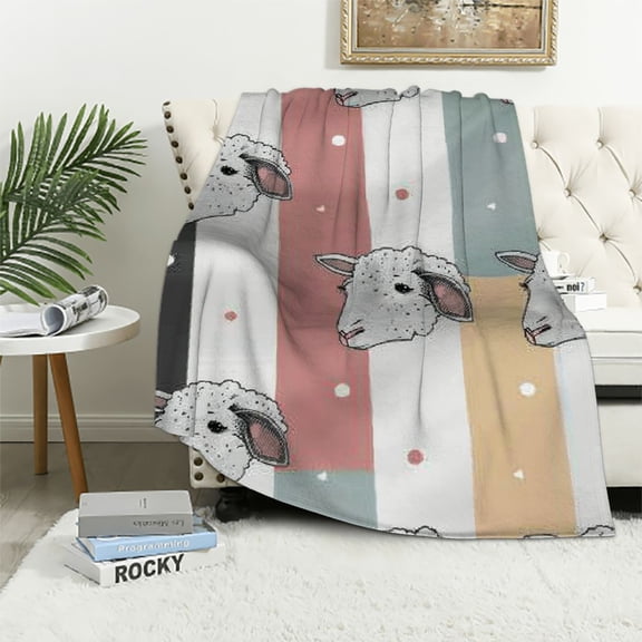 BCIIG Sheep Theme Warm Lightweight Soft Fleece Blanket All Seasons for Living Rooms Sofa Decor Cow Gifts Blanket Throw Blanket for Bed 50x60in
