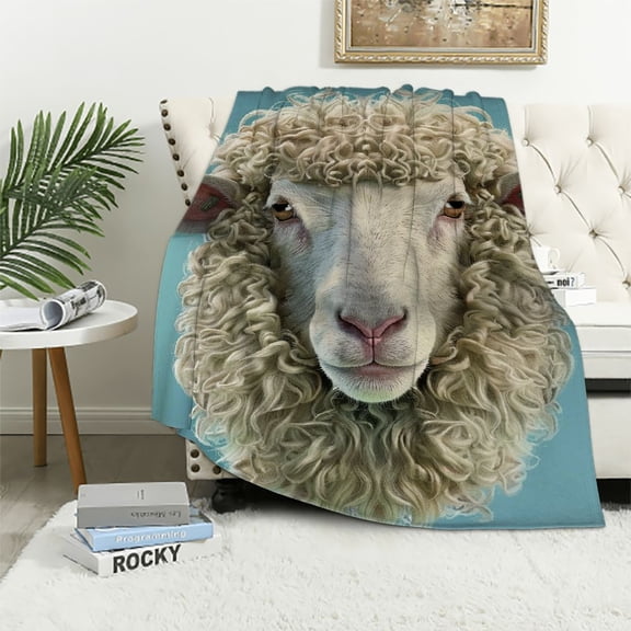 BCIIG Sheep Theme Warm Lightweight Soft Fleece Blanket Throw Blanket Living Rooms Sofa Decor Cow Gifts All Seasons Flannel Material Blanket 50x60in