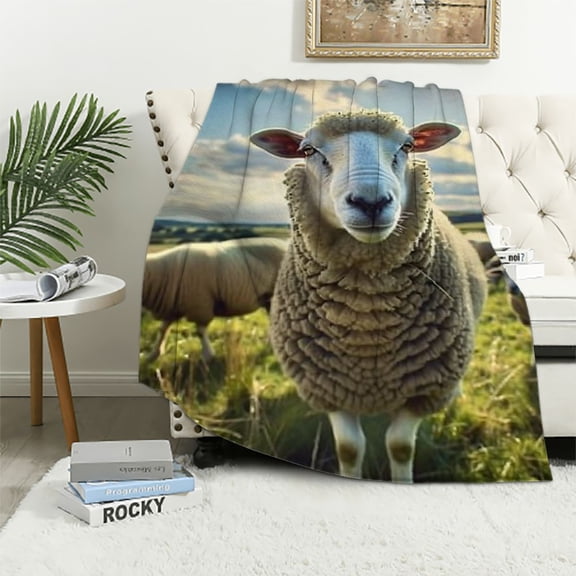 BCIIG Sheep Warm Lightweight Blanket Soft Fleece Blankets Throw Blanket Living Rooms Sofa Decor Cow Gifts All Seasons Excellent Hand Feel Blanket 60x80in