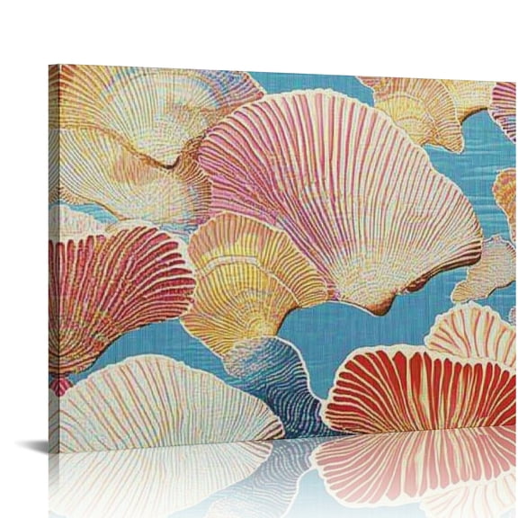 BCIIG Shells Wallpaper Blue Sky Canvas Print Living Room Bedroom Office Wall Decor Artwork Set 16x12in