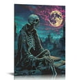 thumbnail image 1 of BCIIG Skeleton Full Moon Castle Aesthetic Poster Print Wall Painting for Classroom Kitchen Office Farmhouse Bathroom Decor 12x16 in, 1 of 5