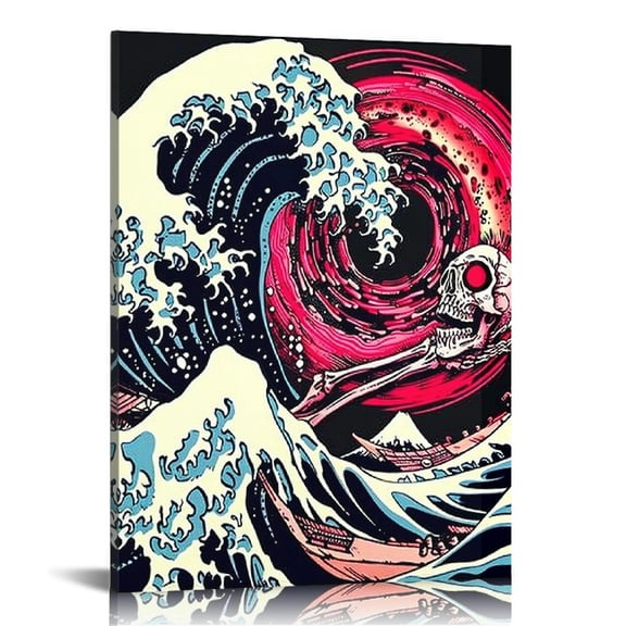 BCIIG Skeleton Wave Red Eye Fine Art Aesthetic Poster & Print Wall Painting for Living Room Bedroom Home Office Wall Decor Canvas Prints 16x20 in