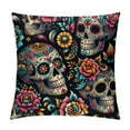 thumbnail image 1 of BCIIG  Skull Throw Pillow Cover Sugar Skull Flowers Mexico Dia de Los Muertos Cotton Linen Halloween Decorative Pillow Case 18 x 18 Inch Standard Square Cushion Cover for Sofa Bedroom Men Women, 1 of 5