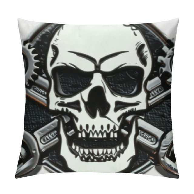 BCIIG Skull Wrenches Dieselpunk Graphic Decorative Throw Pillow Cover