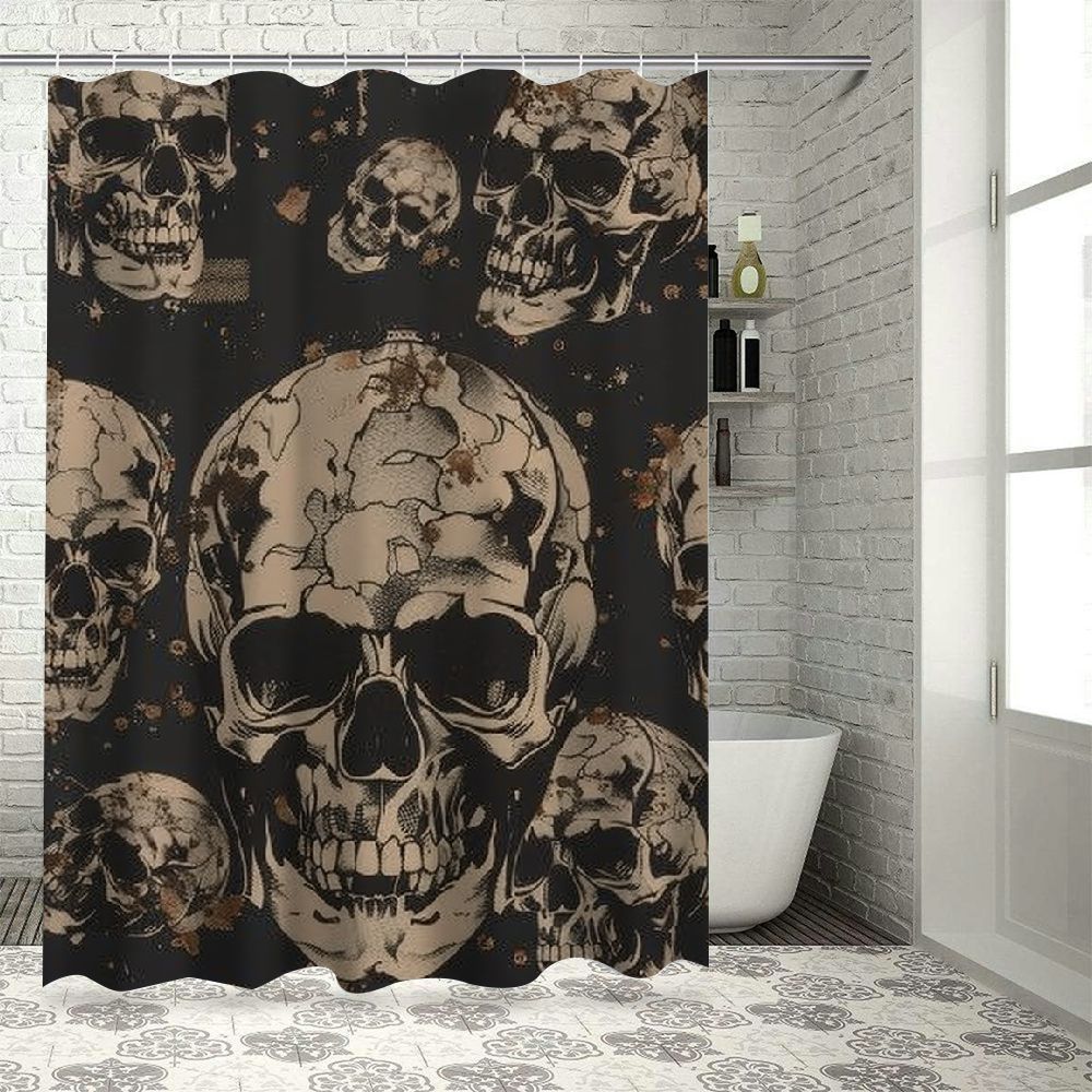 BCIIG Skulls Gothic Art Bathroom Decor Set Colorful Luxurious Polyester ...
