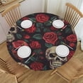 thumbnail image 1 of BCIIG Skulls Roses Jigsaw Puzzle Round Tablecloth Stain Resistant Washable Indoor Outdoor Kitchen Dining Elastic Edge 100% Polyester Table Cover for Wedding Parties Multiple Sizes Available 42"-46, 1 of 8