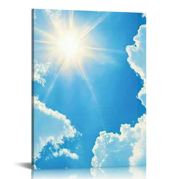 BCIIG Sky Sun Clouds Wall Decor Canvas Art for Living Room Bedroom 12x16 in