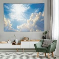 BCIIG  Sky Tapestry, Sun Blue Sky White Clouds Wall Hanging, Natural Landscape Home Decor for Bedroom Living Room Dorm 60X40 In