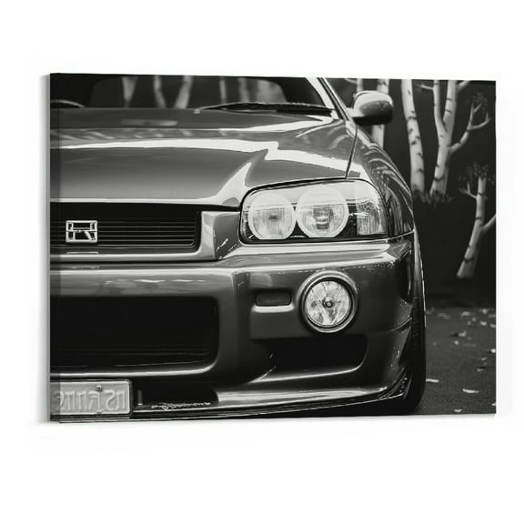 BCIIG Skyline R34 Wall Art Decor Picture Painting Poster Print on Canvas Panels Pieces - Sport Car Theme Wall Decoration Set - Car Wall Picture for Showroom Office 20x16inch