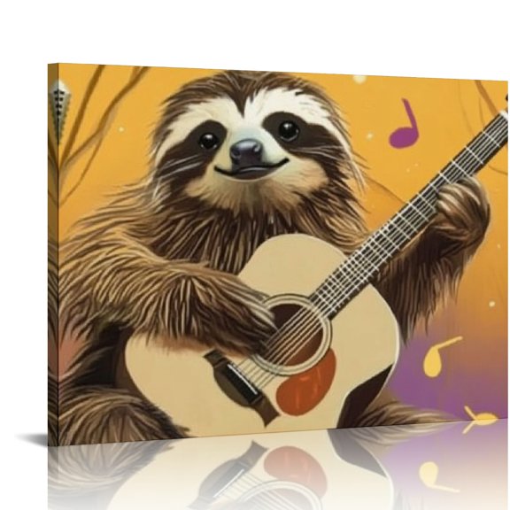 BCIIG Sloth Canvas Print Wall Art for Living Room Bedroom Office 20x16in