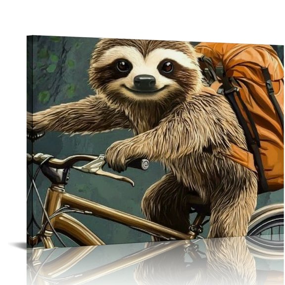 BCIIG Sloth Canvas Wall Art Print for Living Room Bedroom Home Office Decor, High Resolution, Handmade, Waterproof, Tear Resistant 16x12in