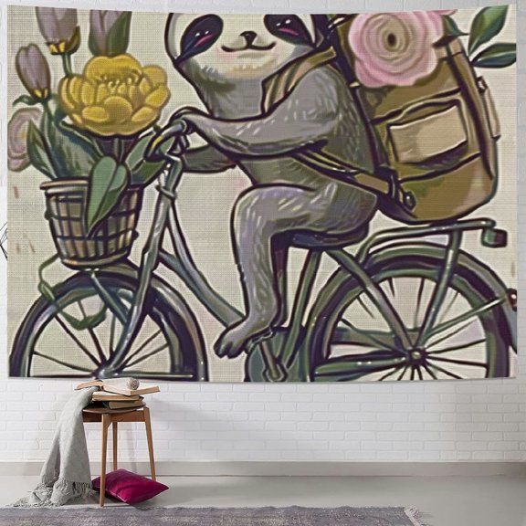BCIIG Sloth Flowers Tapestry Wall Hanging Unique Style Graphic Tapestries Home Art Decor for Living Room Bedroom Apartment Dorm Farmhouse 40x30inch