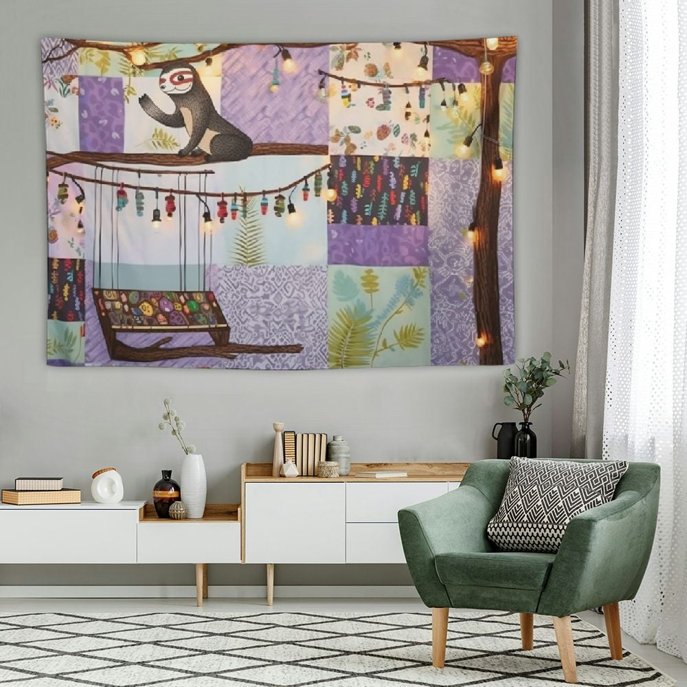 BCIIG Sloth Plaid Tapestry Wall Hanging Cute Sloth Cartoon Wild Animal ...