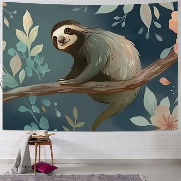 BCIIG Sloth Tapestry Wall Hanging Unique Style Graphic Tapestries Home Wall Decor Art for Living Room Bedroom Farmhouse Dorm - 4 Sizes Available 60x50inch