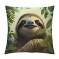 BCIIG Sloth Tree Leaves Graphic Decorative Throw Pillow Cover for Home