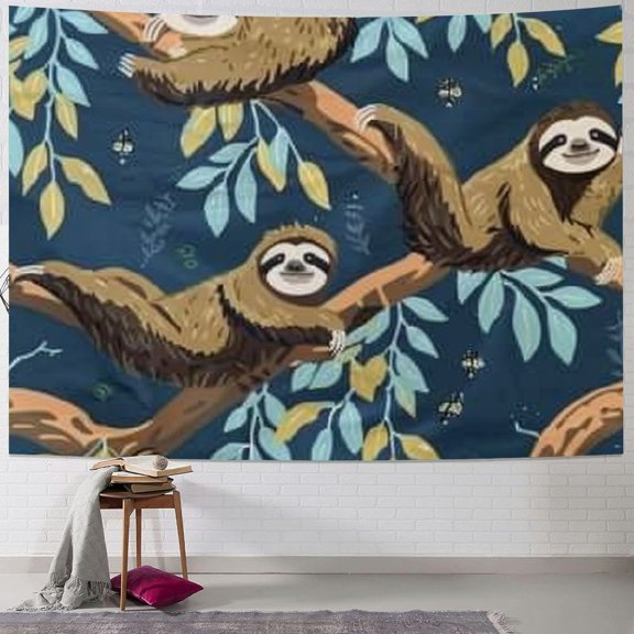 BCIIG Sloths Tree Branch Tapestry Wall Hanging Unique Style Graphic Tapestries Home Wall Decor Art for Living Room Bedroom Apartment Farmhouse Dorm 40x60inch