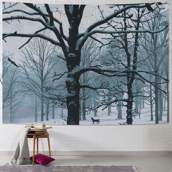 BCIIG Snow-Covered Forest Tapestry Wall Hanging Unique Style Graphic Tapestries Home Wall Decor Art for Living Room Bedroom Apartment Farmhouse Dorm 50x40inch