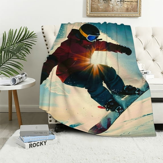 BCIIG Snowboarding Warm Lightweight Blanket Soft Fleece Blankets All Seasons Decor Cow Gifts Bed Couch Sofa Office 100 x 130cm 130 x 150cm 150 x 200cm 50x60in